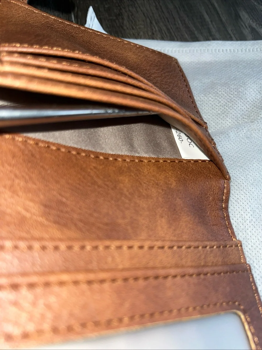 BOSTANTEN slim Black Quilted Leather bifold card Wallet with Tan Tab